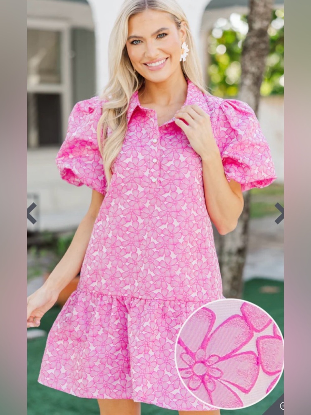 Shop The Mint Your Time Pink Floral Dress Puff Sleeves Sz M